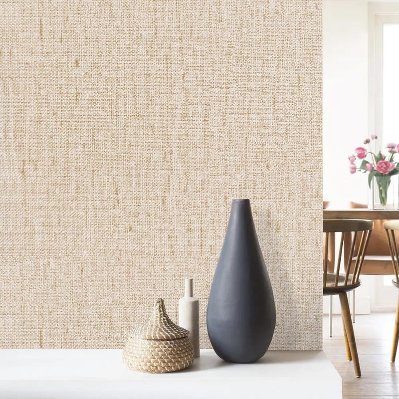 lenify Beige Grasscloth Peel and Stick Wallpaper Textured Contact Paper 15.7inch x 118.1inch Faux Linen Vintage Grasscloth Contact Paper Self Adhesive Removable Wallpaper Vinyl - Image 3